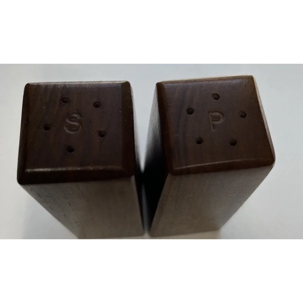 Vintage MCM Wooden Shakers Salt Pepper 1970s Style Dining
